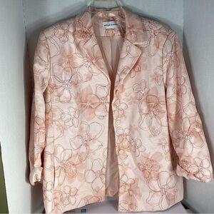 Alfred Dunner Women's Light Pink Floral Blazer